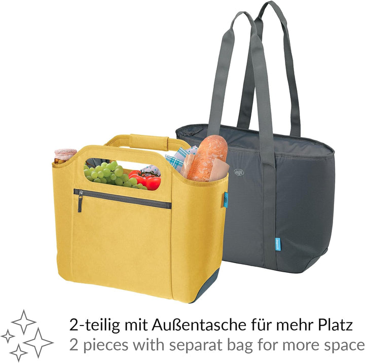 alfi ISO BAG 2in1 23 Liter, misted yellow, Thermo-Kühltasche aus Polyester mit extra Tragetasche, is