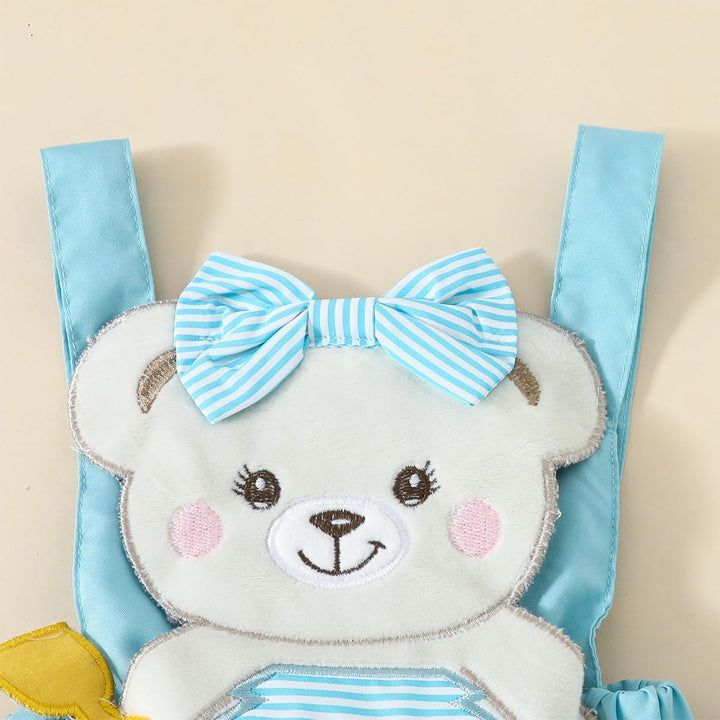 Neugeborenes Baby Mädchen Röcke Sets Kurzarm Rüschen Top + Bedrucktes Overalls Hosenträger Kleid + S