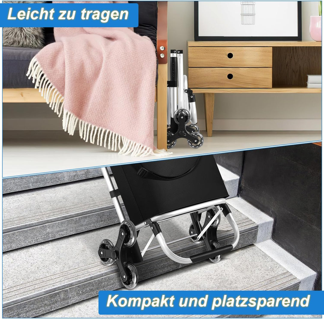 Einkaufstrolley Klappbar 40 Liter Einkaufswagen mit Kühlfach Einkaufstrolley Treppensteiger, Abnehmb