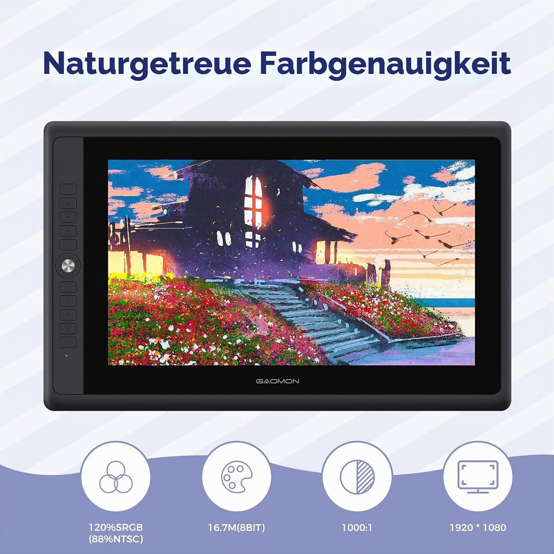 GAOMON PD156PRO 15,6 Zoll laminiertes Grafik-Display mit Full-HD-Display (1.920 x 1.080), Batterielo