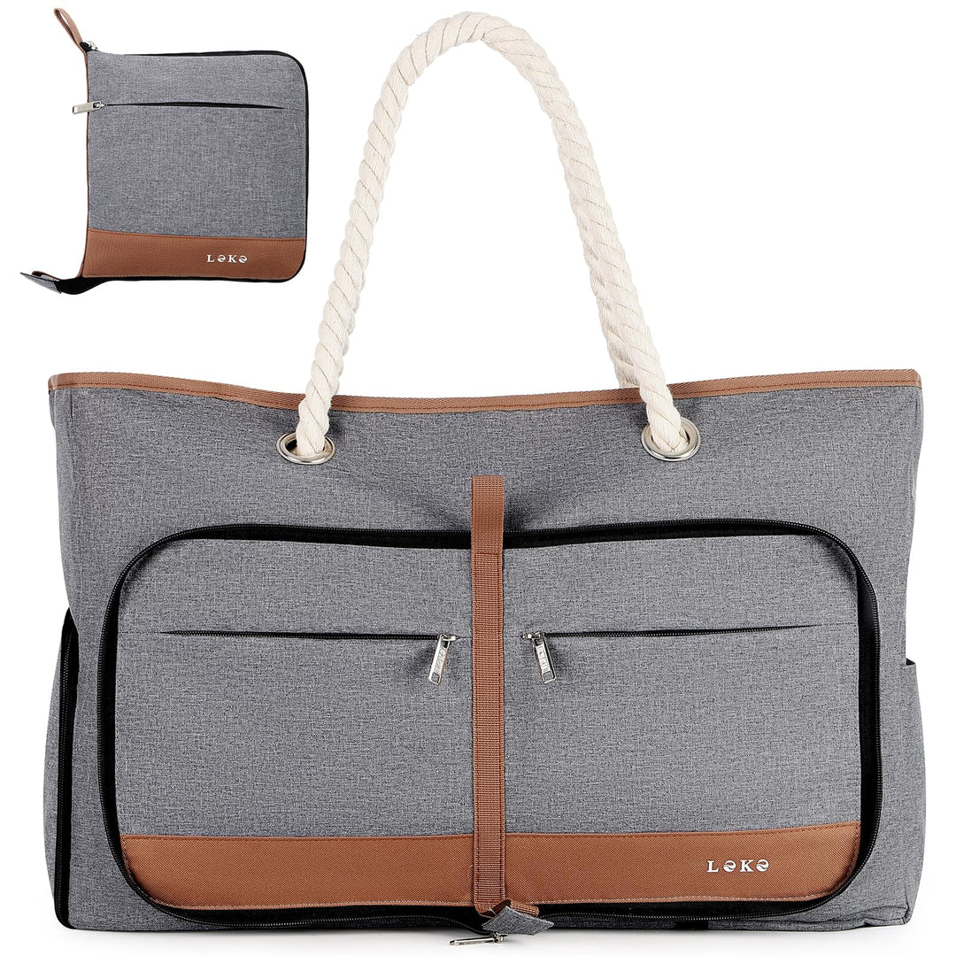 Strandtasche Damen Gross mit Reissverschluss, Vielseitiger Damen Shopper Badetasche Saunatasche Reis