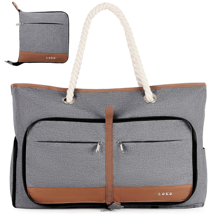 Strandtasche Damen Gross mit Reissverschluss, Vielseitiger Damen Shopper Badetasche Saunatasche Reis