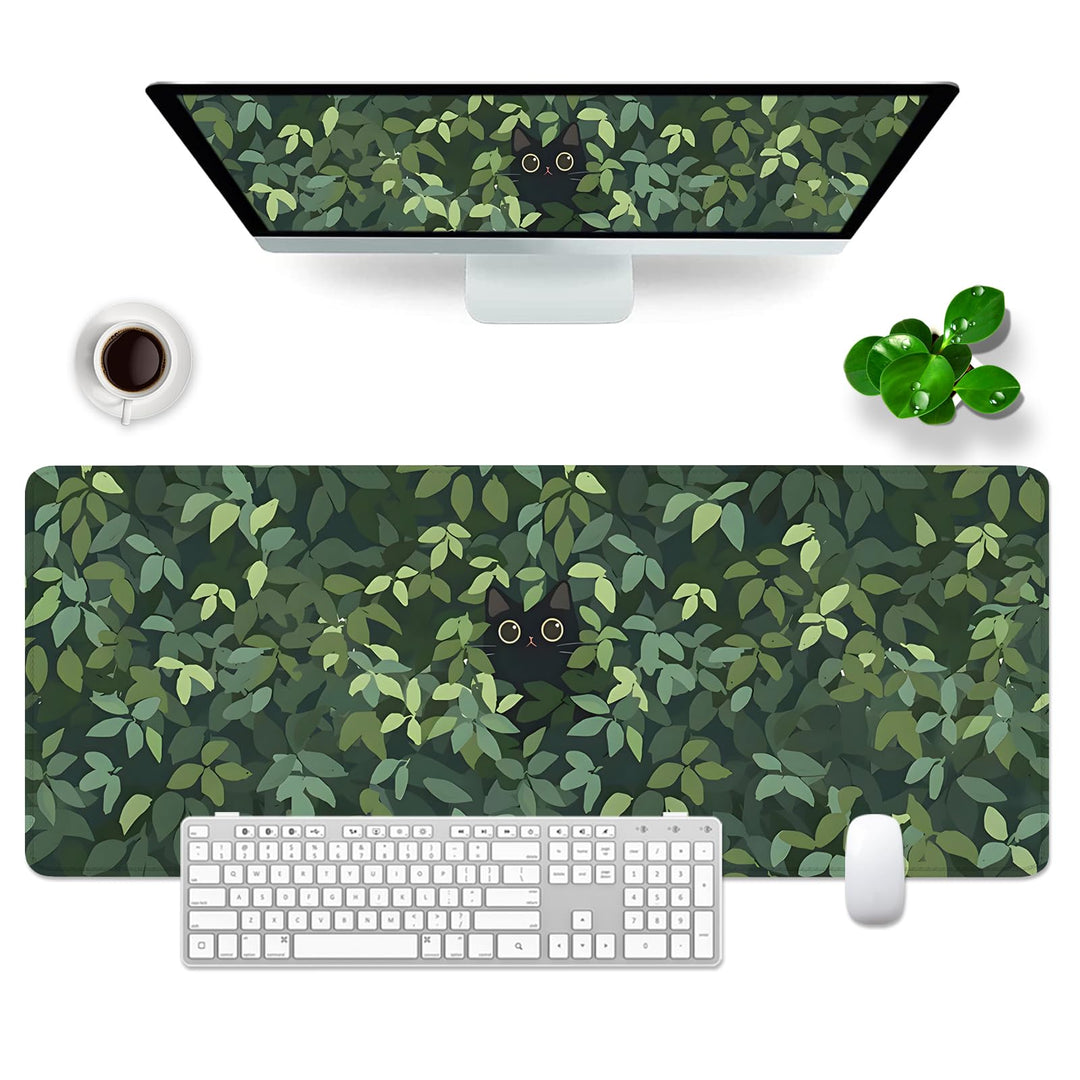 Grün Gaming Mousepad Katze Schreibtischunterlage 800x300mm XL Mousepad Niedlich Grosses Mauspad, Com