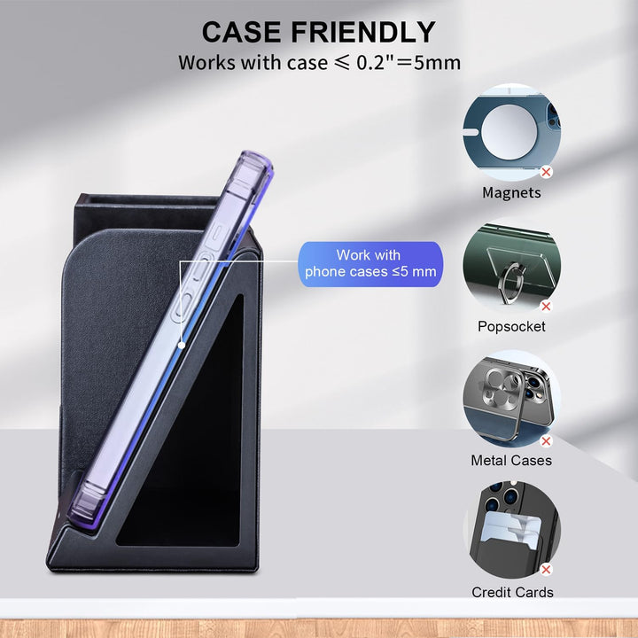 LADSTAG Stiftehalter Schreibtisch Organizer mit Induktive Ladestation, Leder Büro Organizer Schreibt