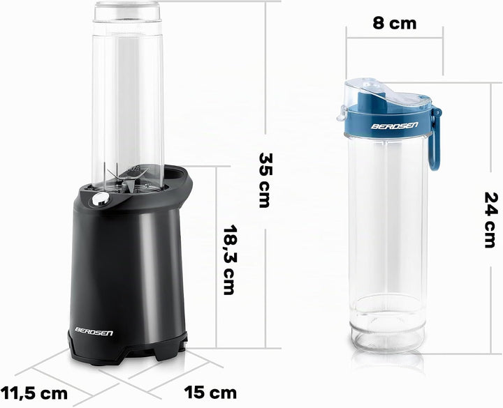 Berdsen - Becher-Mixer - Smoothie Maker To Go - mit 2 Trinkflaschen/Mixbehältern mit Deckel - für Co