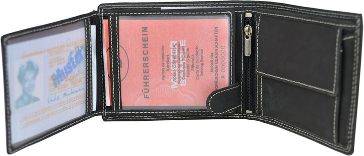 Solo Pelle Herren Vintage Geldbörse aus geöltem Büffel Leder und mit Doppelnaht Dublin Portmonee I P