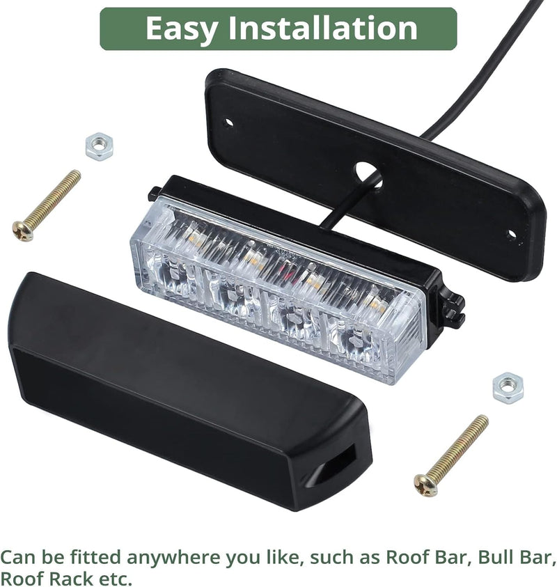 EYPINS 4X 4 LED Frontblitzer, Blinklicht Stroboskop Warnlicht Warnleuchte Notfall Warnung Blitzer Da