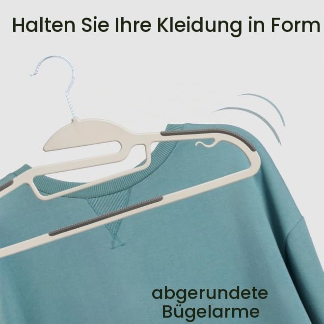 OGIVO Kunststoff Kleiderbügel – 50 er Set - rutschfest Bügel für Ihren Garderobe - kleine Stange für