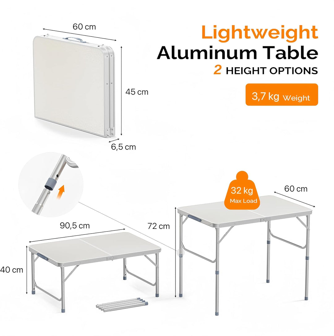 Bonnlo Klapptisch Höhenverstellbar, Gartentisch Wetterfest, Balkontisch Klappbar – Tragbarer Mehrzwe
