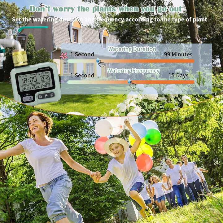 Bewässerungscomputer mit Messingeinlass, Wasserzeitschaltuhr Garten Zeitschaltuhr Bewässerung mit Re