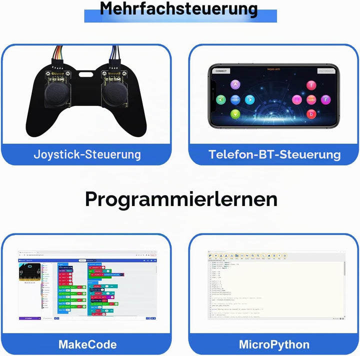 KEYESTUDIO BBC Micro:bit (inculude) 4-DOF Robot Arm Kit with Microbit V2, STEM Education Kit with Ma