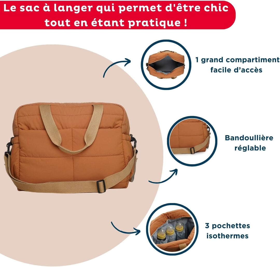 Thermobaby - Wickeltasche, gesteppt, Plumea – Tasche für Mutter und Baby – Tasche mit Wickelunterlag