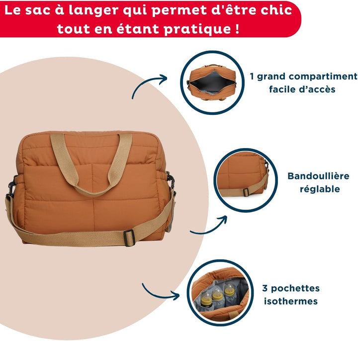 Thermobaby - Wickeltasche, gesteppt, Plumea – Tasche für Mutter und Baby – Tasche mit Wickelunterlag