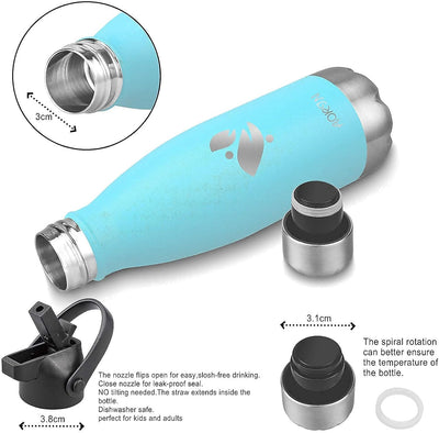 AORIN Vakuum-Isolierte Trinkflasche - 350ml/500ml/750ml - Wasserflasche BPA-Frei,24 H Kühlen & 12 H