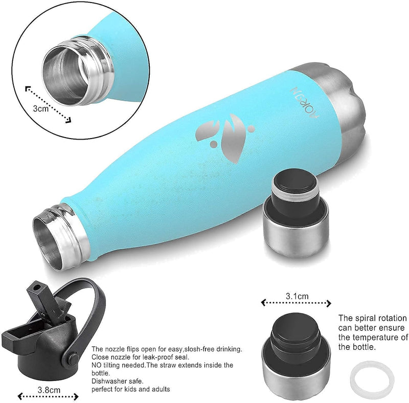 AORIN Vakuum-Isolierte Trinkflasche - 350ml/500ml/750ml - Wasserflasche BPA-Frei,24 H Kühlen & 12 H