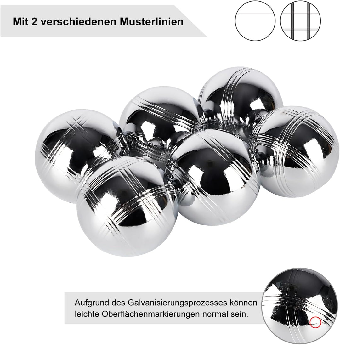 Boule Kugeln Set 6 Kegeln Boccia Kugeln Set, Petanque-Kugeln Set Boules/Petanque Set mit PP-Aufbewah