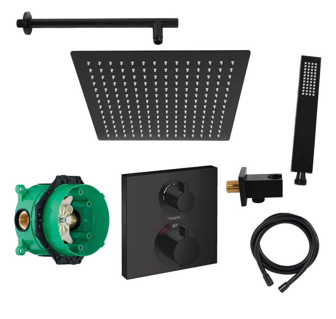 vanvilla Duschsystem mit Unterputz Duscharmatur von Hansgrohe und vanvilla Regendusche mit Armatur,