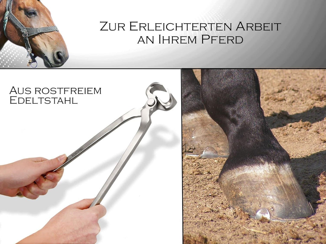 Hufzange Hufschneidezange Edelstahl Rostfrei 38 cm Hufpflege mit Etui und Extra Weite Öffnung