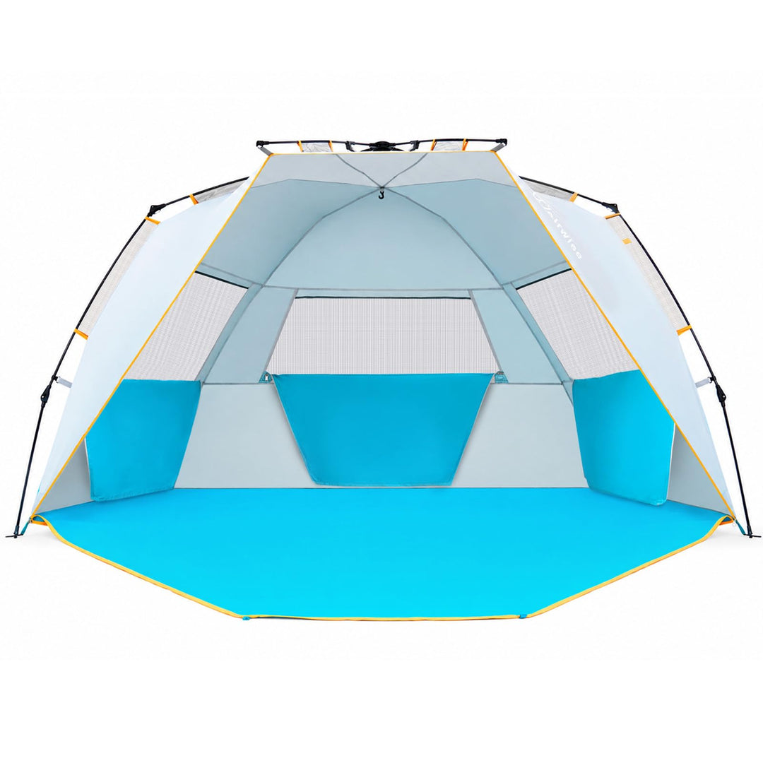 WolfWise Strandmuschel mit Schnellaufbau für 4-5 Personen – UV-Schutz 50+, Wasserabweisend, Privater