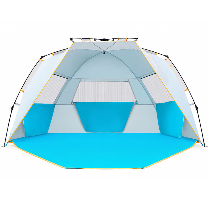 WolfWise Strandmuschel mit Schnellaufbau für 4-5 Personen – UV-Schutz 50+, Wasserabweisend, Privater