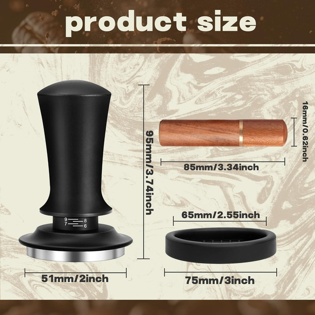 Kaffee Tamper Set 51mm,Espresso Tamper mit Skaleneinstellung, Kaffeerührer Werkzeug,Verteilerwerkzeu