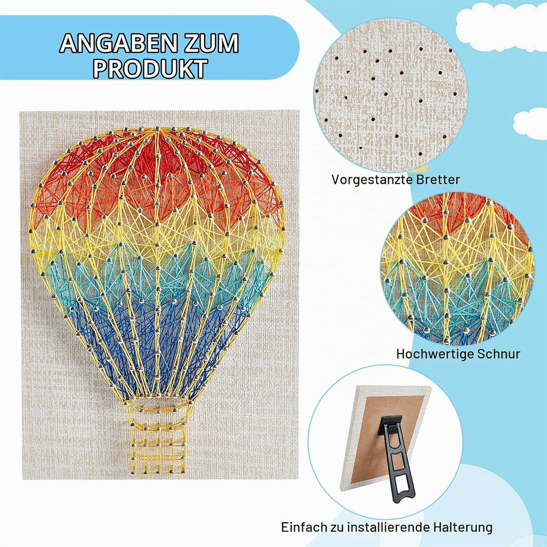 WEBEEDY String Art Kit Für Anfänger, Erwachsene Und Kinder, Handgefertigt Heissluftballons 3D Heissl