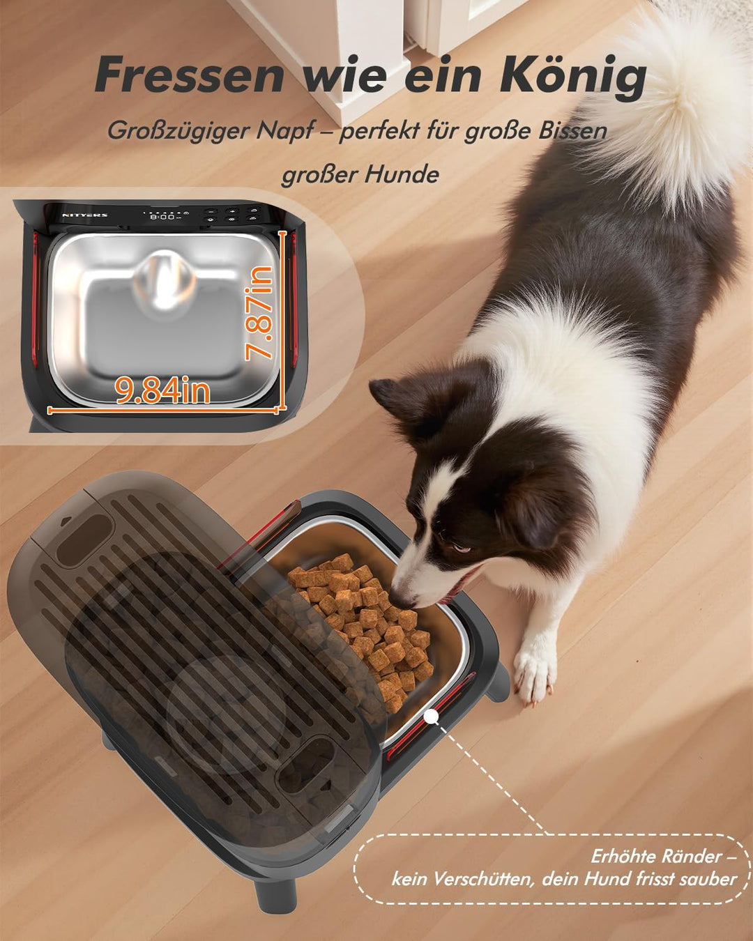Futterautomat Katze für grosse Hunde, 15L grosse Kapazität für Katzen &amp; Hunde | Katzenfutter für 2–2