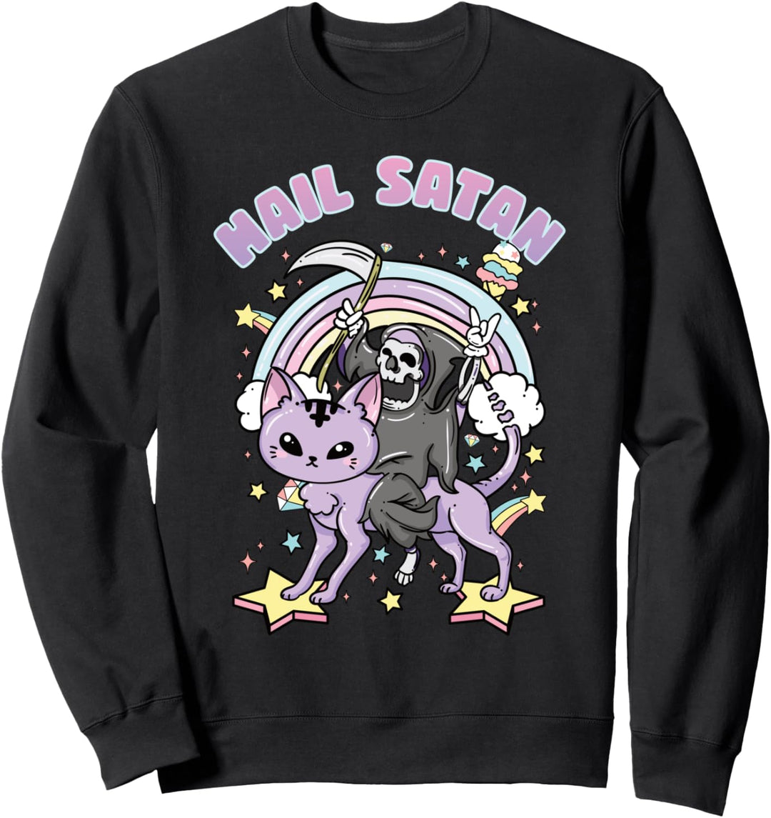 Hail Satan Grim Reaper Pastel Goth Sweatshirt