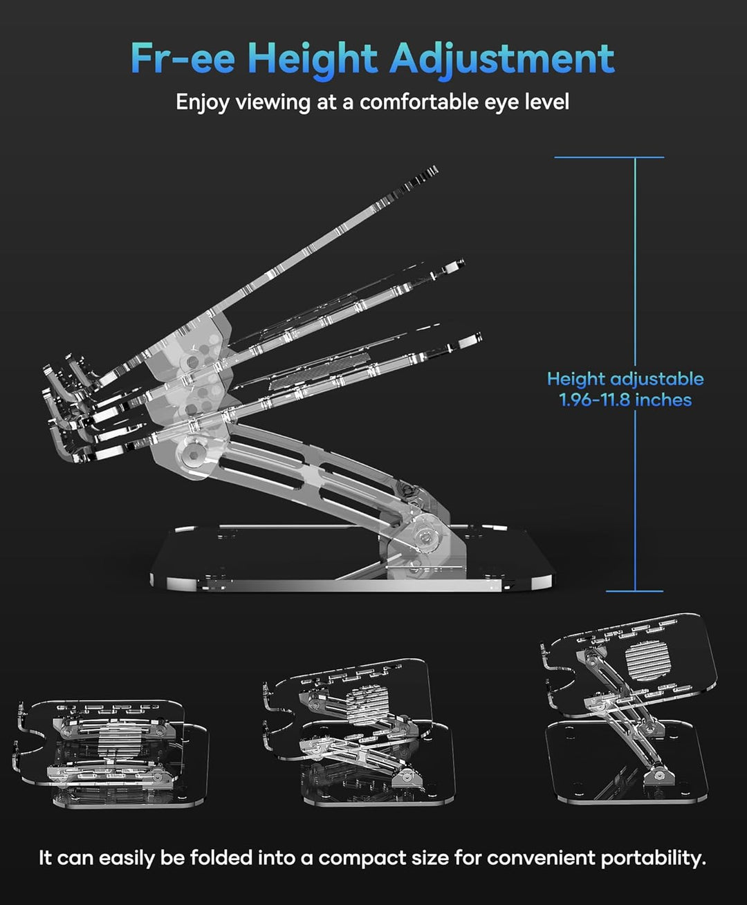 Lpoake Verstellbarer Laptopständer, Tragbarer Ergonomischer Computerständer für Laptop, Faltbarer La