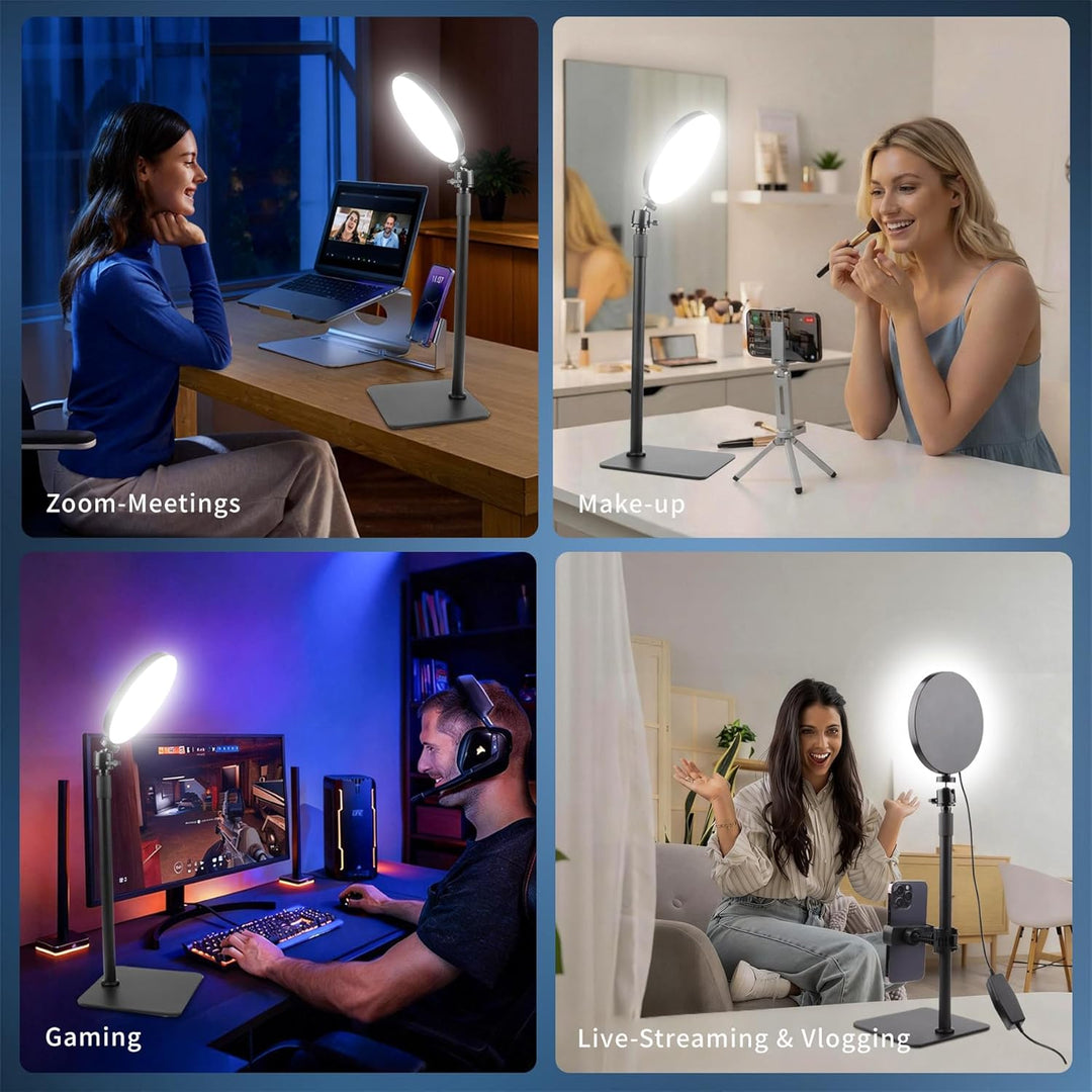 Aogled LED Ringlicht mit Handystativ, Videoleuchte mit 3 Farbmodi & 5 Helligkeitsstufen, USB-betrieb