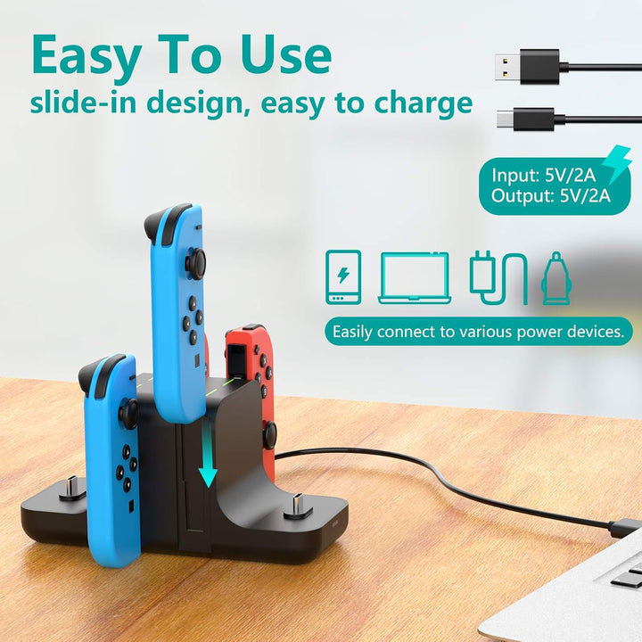 GeeRic Ladestation Kompatibel für Switch,6 IN 1 Switch Joy Con Ladegerät joycon ladestation Lade Doc