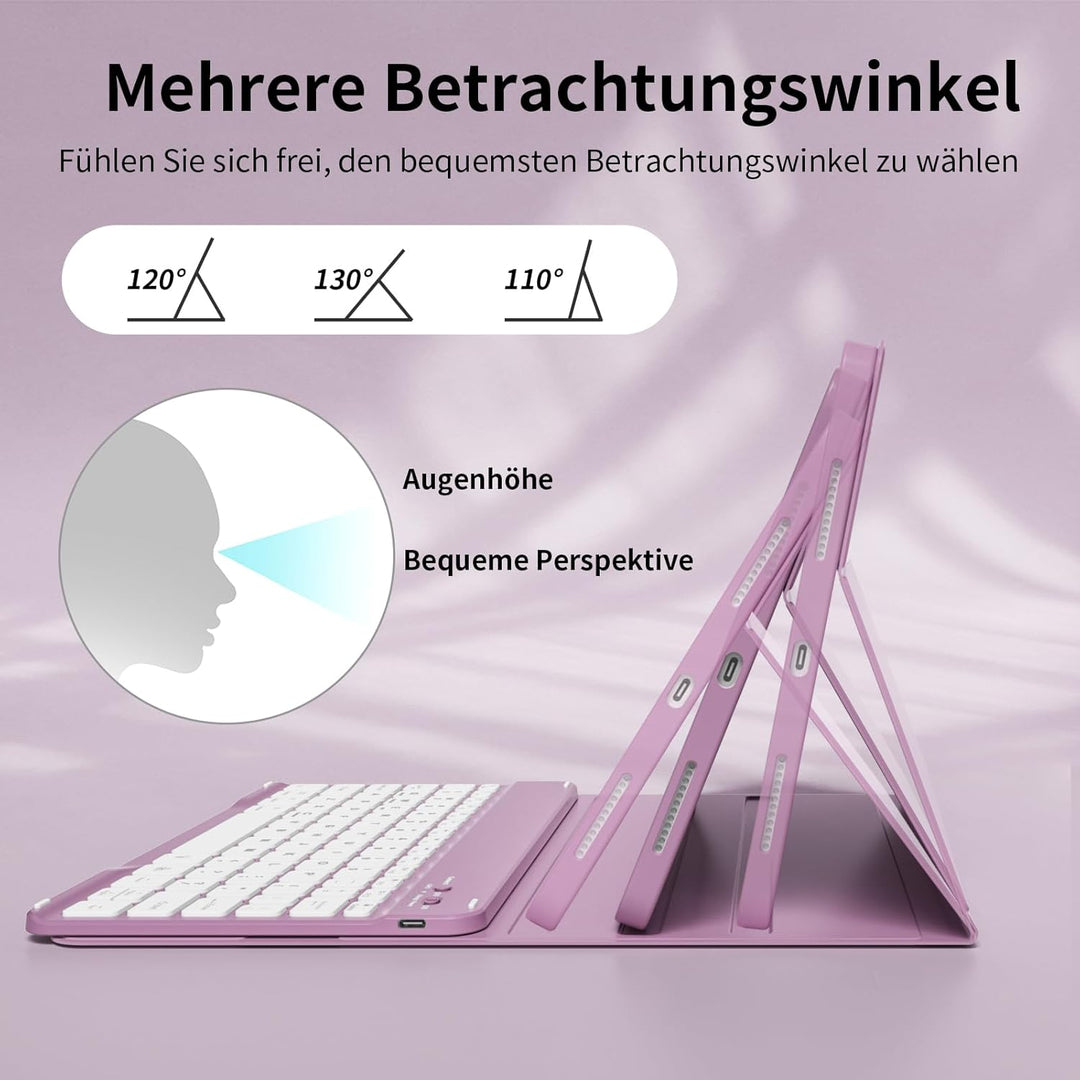 Hülle mit Tastatur für iPad A16 11/10 Generation (2025/2022, 11/10.9 Zoll) mit Stifthalter, Magnetis