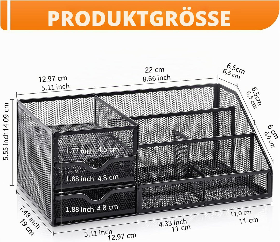 Marbrasse Mesh-Schreibtisch-Organizer mit Schubladen, multifunktionaler Schreibtisch-Organizer und Z