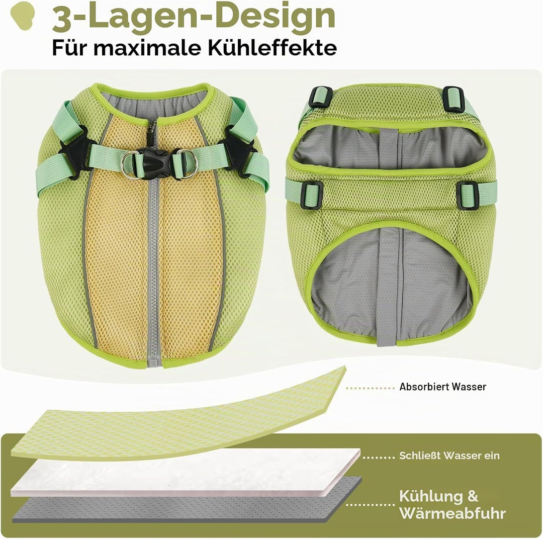 Kühlendes Hundegeschirr, Hundekühlung Sonneschutz Jacke Kühlweste-Der Hitzeschutz für Deinen Hund, S