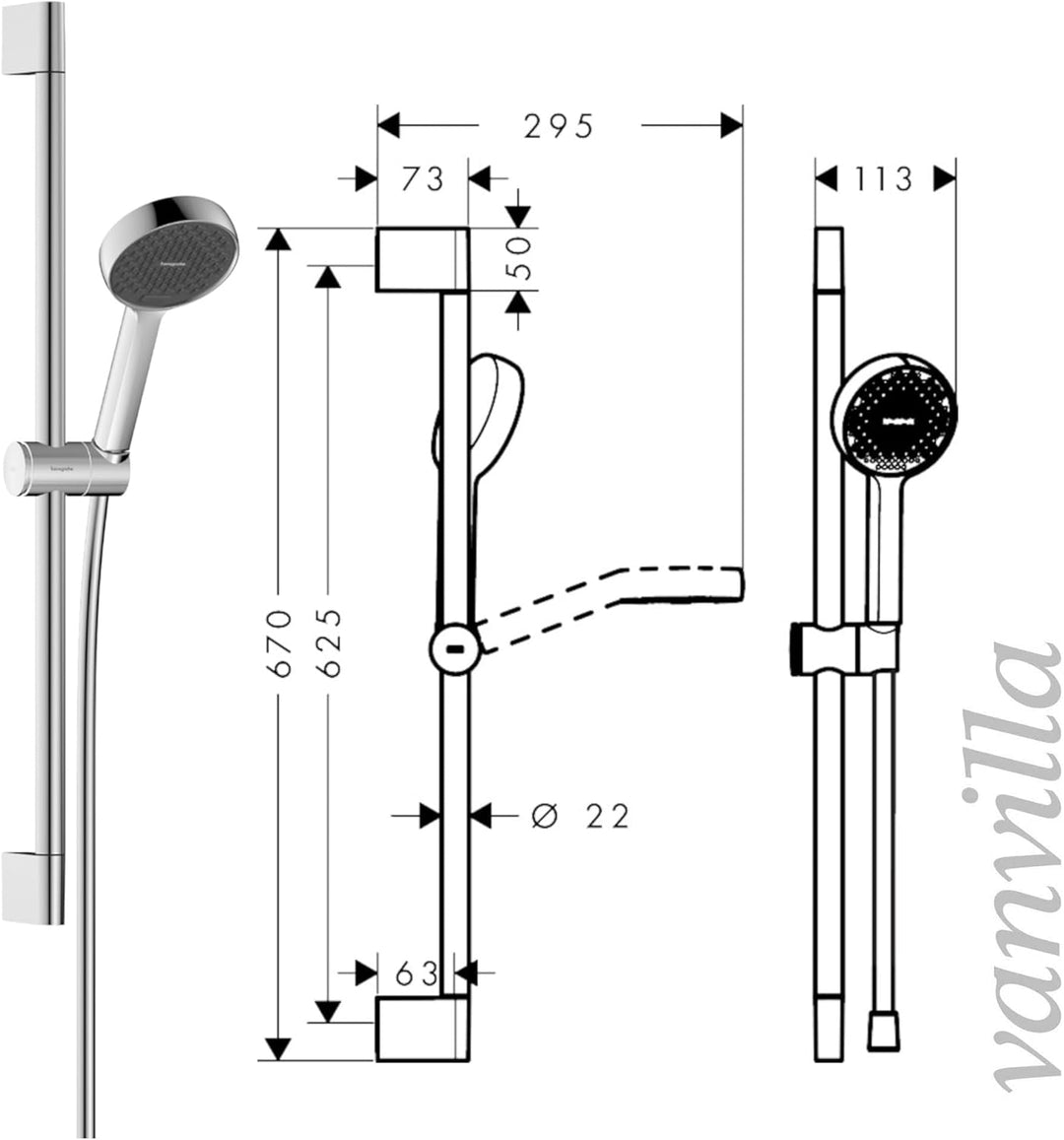 vanvilla Duschsystem mit Unterputz Duscharmatur von Hansgrohe Ecostat Square Thermostat und vanvilla