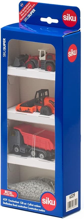 siku 6329, Geschenkset Strassenbau, Muldenkipper, Liebherr Radlader, Strassenwalze, Bewegliche Teile