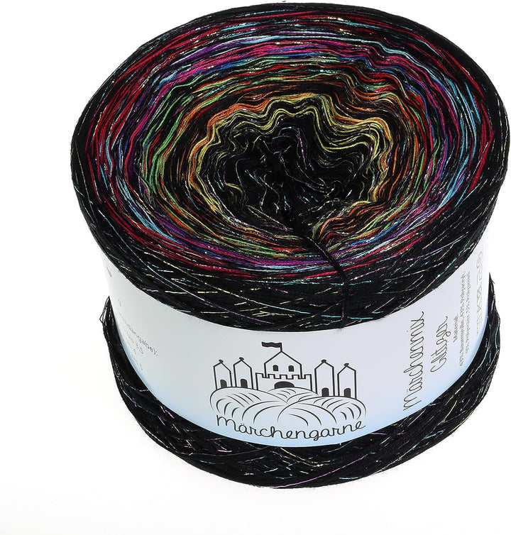 LiLu´s Märchengarne (80,00€/kg) Farbverlaufsgarn Farbexplosion 400g - 1520m 4 fädig mit Glitzer Bobb