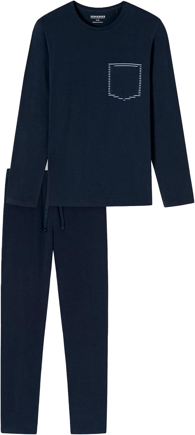 Schiesser Herren Schlafanzug lang - Nightwear Set 54 Nachtblau_180259, 54 Nachtblau_180259
