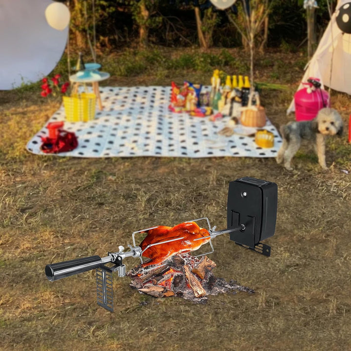 Elektrischer Edelstahl-Grillspiess, Grillspiess für den Hausgebrauch, mit um 360° Verstellbarer Dreh