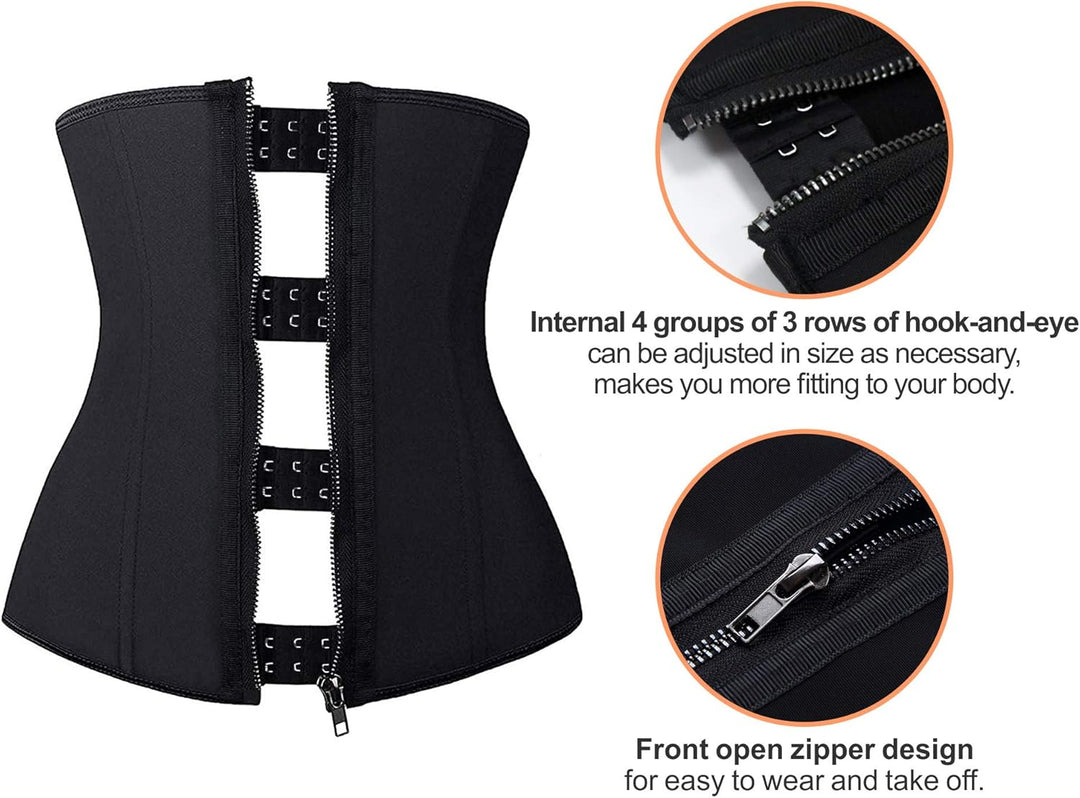 YIANNA Waist Trainer Damen Korsett Bauchweg Reissverschluss Corsage Sport Body Shaper Corset Taillen