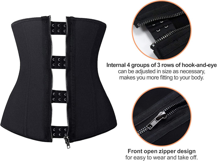 YIANNA Waist Trainer Damen Korsett Bauchweg Reissverschluss Corsage Sport Body Shaper Corset Taillen