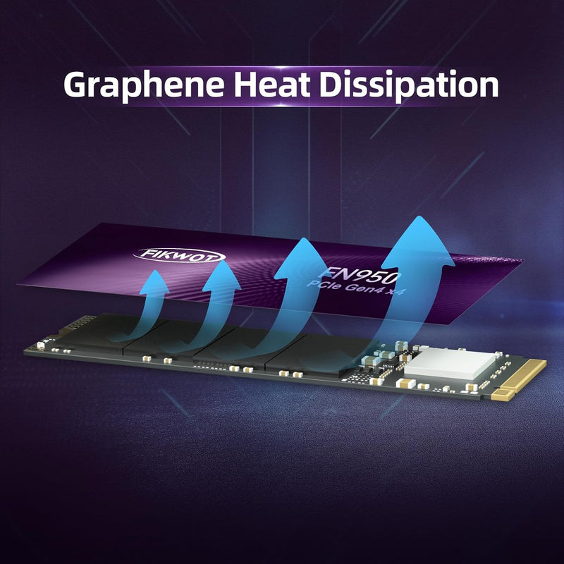 Fikwot FN950 2TB M.2 PCIe Gen4 Internes Solid State Drive mit Graphene Kühlaufkleber - Bis zu 4800 M