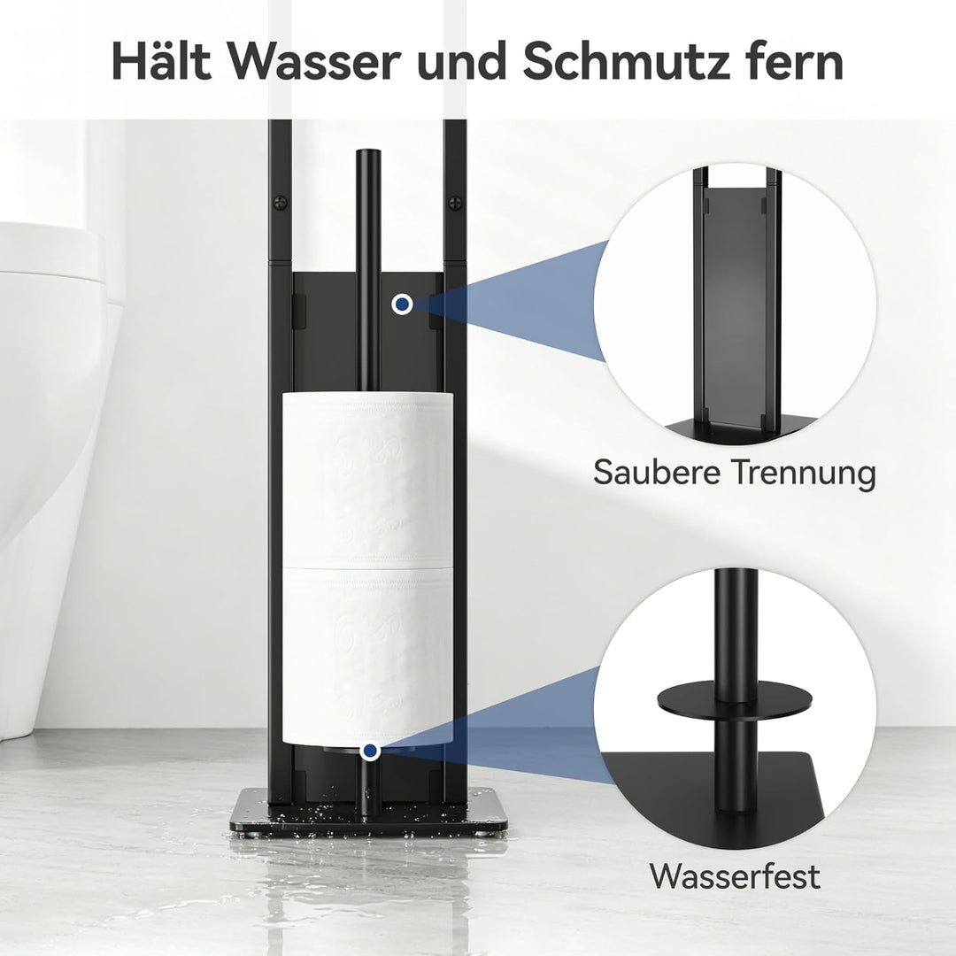 Edelstahl Klopapierhalter Stehend Mit Klobürste - Toilettenpapierhalter Mit Feuchttücherbox, WC Bürs
