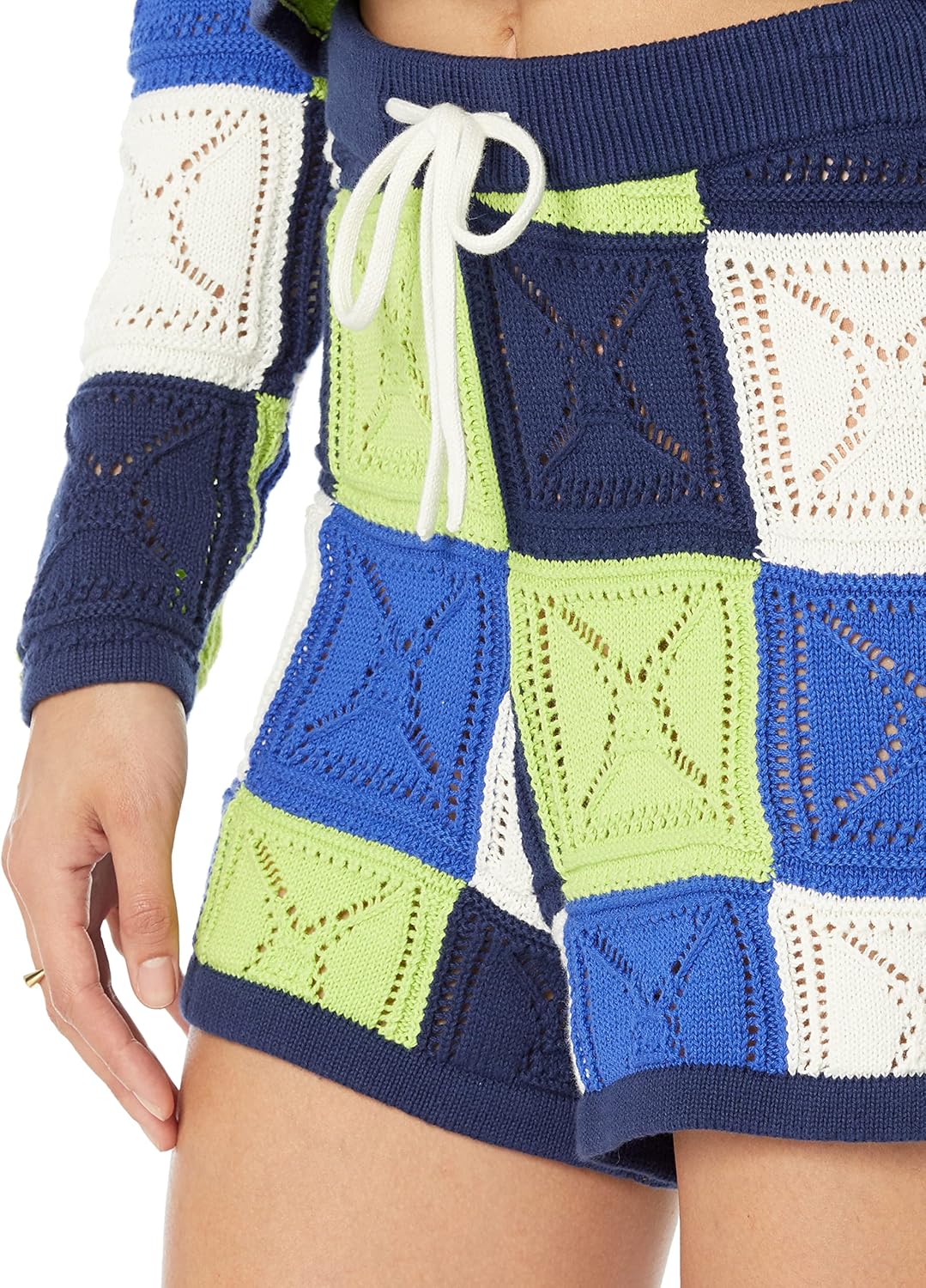 The Drop Shorts für Damen, Lee, Gehäkelt, mit Kordelzug XXL Grosse Grössen Marineblau/Limettengrün,