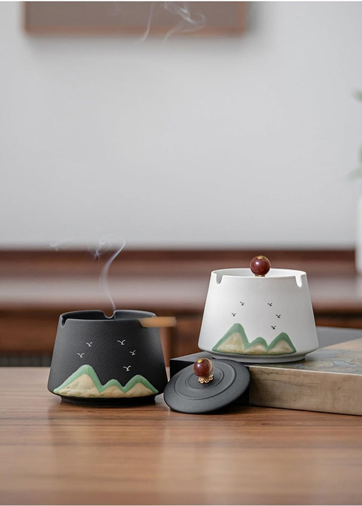 Keramikzylinder mit Abdeckung, Windschutz mit Abdeckung für Desktopdekoration, Desktop-Reinigungsbeh