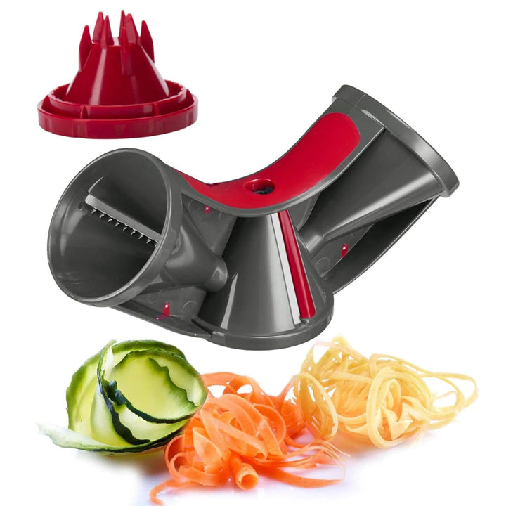 Westmark Gemüse-Spiralschneider Hand, mit 3 Schneidkegeln und Restehalter, Rostfreier Edelstahl/Kuns