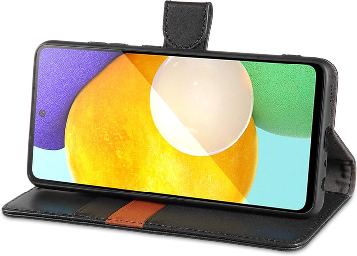 LENSUN Echtleder Hülle für Samsung Galaxy A52, A52s 5G Handyhülle [Echtes Leder] [Magnetverschluss]