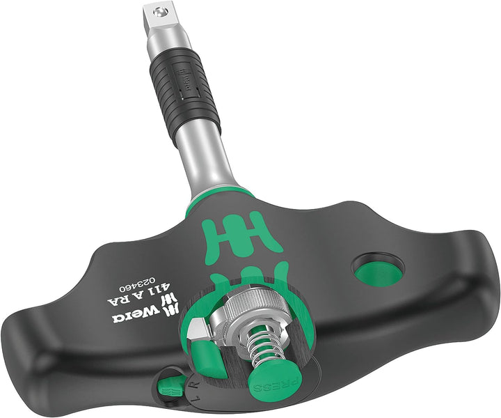 Wera 05023460001 411 A RA Quergriff-Adapterschraubendreher mit Ratschenfunktion, 1/4", 45 mm, Schwar
