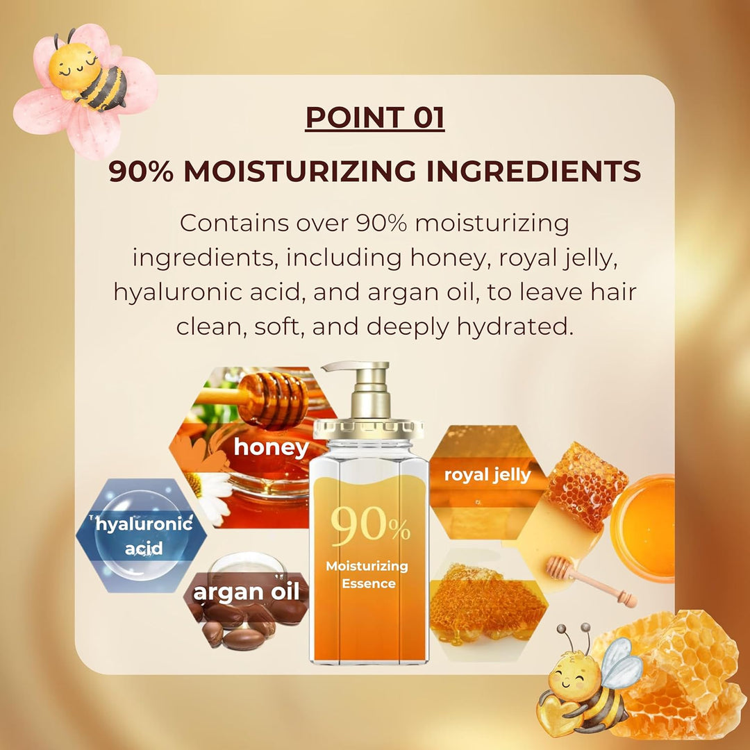 &honey Deep Moist Hair Shampoo Step1.0 (Moist Wash) Pump 440ml - Peony Honey Scent (Green Tea Set)
