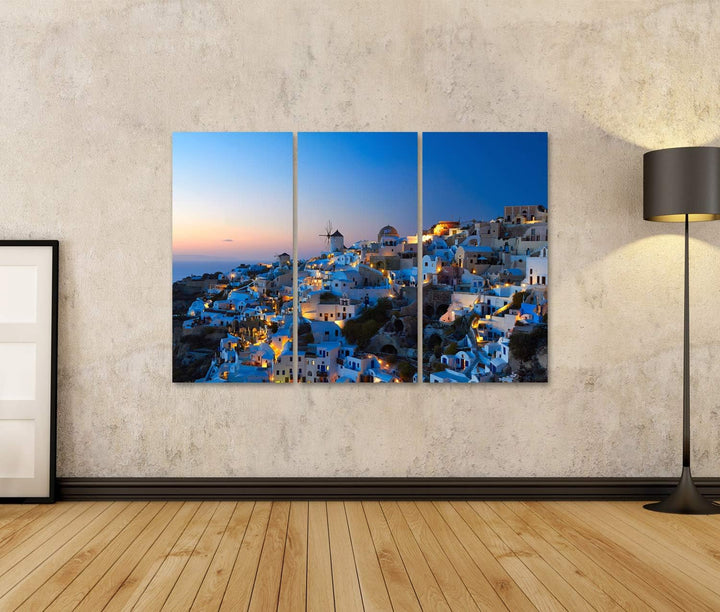 islandburner Bild auf Leinwand Santorini Oia Abend Dorf Insel Griechenland Bilder Wandbilder Poster